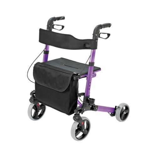 Mabis Healthcare 501-5012-1110 - HealthSmart® 4-wheel rollator, 8 in. Front, 7 in. Rear Wheel, 31 - 36 in. Handle, Purple, 300 lbs, Aluminum Frame - Each