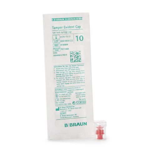 B. Braun 418004 - B. Braun Syringe Cap, Red - 500/Case