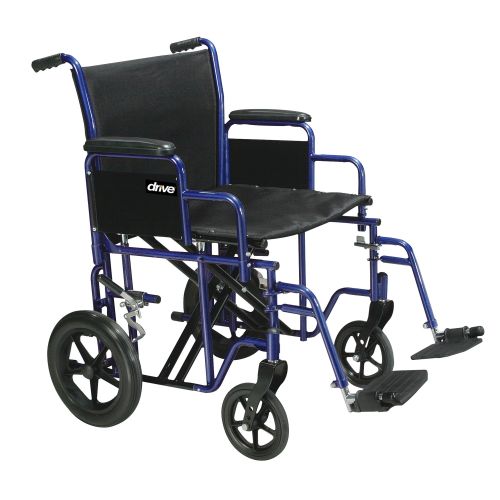 Drive Medical BTR22-B - drive™ Bariatric Heavy-Duty Transport Chair, Black with Blue Finish - Case
