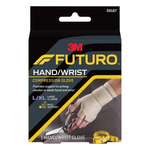 3M 09187ENR - 3M Futuro Support Glove, Fingerless, Ambidextrous, X-Large, Beige