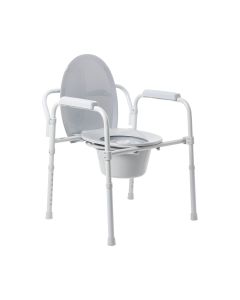 McKesson Brand 146-11148N-4 - McKesson Folding Fixed Arm Steel Commode Chair, 15½ – 21¾ Inch - 4/Case