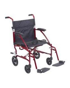 Drive Medical DFL19-RD - drive™ Fly-Lite Ultra Lightweight Transport Wheelchair, Black with Burgundy Finish - Each
